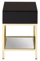 Orsina Gold Finish Side Table, Luxe Designed Bedside Table, Stylish Glossy Black Mirrored Sidetable For Livingrooms - thumbnail 4