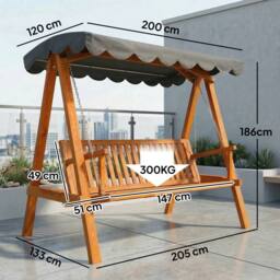 OUTSUNNY 3 Seater Garden Swing Seat with Canopy, Dark Grey - thumbnail 3