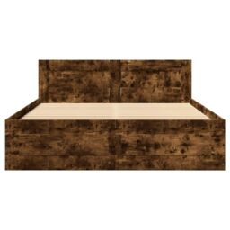 Berkfield Home Bed Frame with Headboard without Mattress Smoked Oak 120x190 cm Small Double in Brown - thumbnail 5