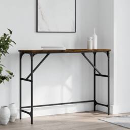 Berkfield Home Decorative Console Table Smoked Oak 100x32x75 cm Engineered Wood in Brown - Size: 100 x 32 x 75 cm - thumbnail 2
