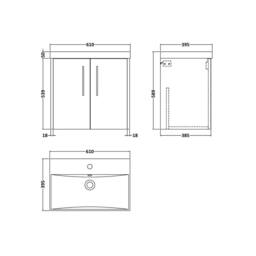 Balterley Winshill 2 Door Wall Hung Vanity Basin Unit, Dark Blue, 600mm in Blue - thumbnail 2