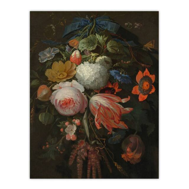 "Artery8 Hanging Bouquet of Flowers Abraham Mignon Wall Art Poster Print - Size: W12"" x H16""" - image 1