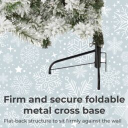 Neo 7FT Half Xmas Snow Flocked Christmas Tree Slim Space Saving Corner Foldable Metal Stand in White - thumbnail 6