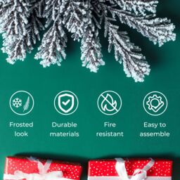 Neo 7FT Half Xmas Snow Flocked Christmas Tree Slim Space Saving Corner Foldable Metal Stand in White - thumbnail 4