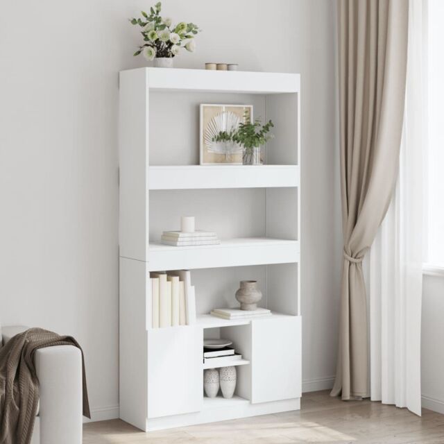 Berkfield Home Highboard¬†White 92x33x180 cm Engineered Wood in White - Size: 92 x 33 x 180 cm - image 1