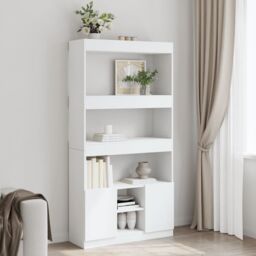 Berkfield Home Highboard¬†White 92x33x180 cm Engineered Wood in White - Size: 92 x 33 x 180 cm