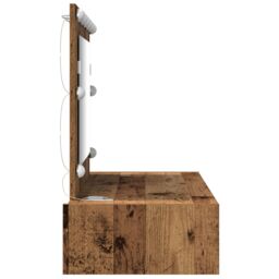 Berkfield Home Wall Hanging Dressing Table with LED Lights Old Wood in Brown - thumbnail 6