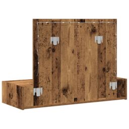 Berkfield Home Wall Hanging Dressing Table with LED Lights Old Wood in Brown - thumbnail 7