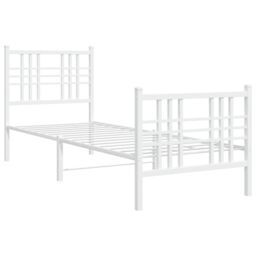 Berkfield Home Metal Bed Frame without Mattress with Footboard White 80x200cm - Size: 80x200 cm - thumbnail 3