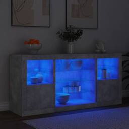 Berkfield Home Sideboard with LED Lights Concrete Grey 142.5x37x67 cm - thumbnail 4