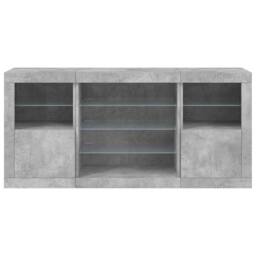 Berkfield Home Sideboard with LED Lights Concrete Grey 142.5x37x67 cm - thumbnail 6