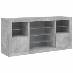 Berkfield Home Sideboard with LED Lights Concrete Grey 142.5x37x67 cm - thumbnail 5