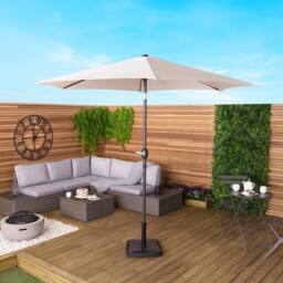 Charles Bentley Garden Metal Patio Umbrella Parasol With Crank & Tilt - Colours in Off-White - thumbnail 1