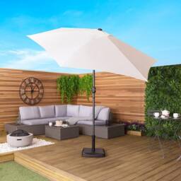 Charles Bentley Garden Metal Patio Umbrella Parasol With Crank & Tilt - Colours in Off-White - thumbnail 2
