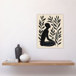 "Artery8 Wall Art Print Peace in the Leaves Meditation Minimal Yoga Zen Poster in Black - Size: W12"" x H16""" - thumbnail 4