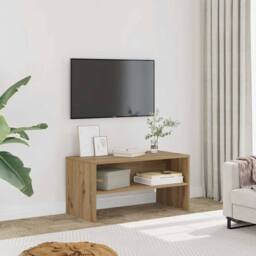 Berkfield Home TV Cabinet Artisan Oak 80x40x40 cm Engineered Wood in Brown - Size: 80 x 40 x 40 cm - thumbnail 2