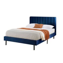 Aspire Verona Velvet Bed Frame Padded Headboard Pink Navy Cream in Blue - Size: Super King - thumbnail 5