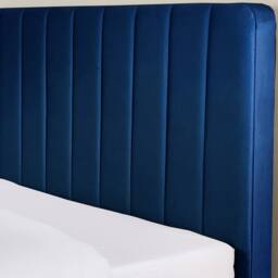 Aspire Verona Velvet Bed Frame Padded Headboard Pink Navy Cream in Blue - Size: Super King - thumbnail 4