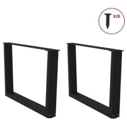 Berkfield Home Dining Table Legs V-Shape 2 pcs Black 70x(42-43.3) cm Steel - thumbnail 3