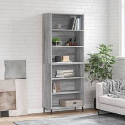 Berkfield Home Highboard Grey Sonoma 69.5x32.5x180 cm Engineered Wood - thumbnail 2