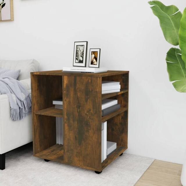Berkfield Home Rolling Cabinet Smoked Oak 60x53x72 cm Engineered Wood in Brown - Size: 60 x 53 x 72 cm - image 1