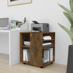 Berkfield Home Rolling Cabinet Smoked Oak 60x53x72 cm Engineered Wood in Brown - Size: 60 x 53 x 72 cm - thumbnail 2