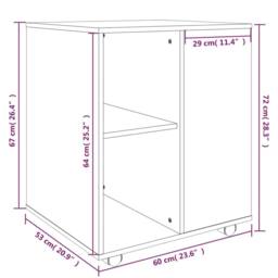 Berkfield Home Rolling Cabinet Smoked Oak 60x53x72 cm Engineered Wood in Brown - Size: 60 x 53 x 72 cm - thumbnail 9