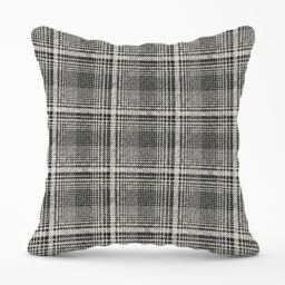 Warren Reed - Designer Monochrome Textured Checked Pattern Outdoor Cushion in Grey - Size: 45 cm x 45 cm - thumbnail 1