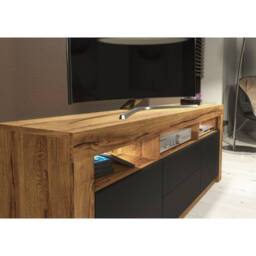 Mex Furniture LTD TV Unit Shine 160cm - Dark Oak & Black Matt Doors & LED Lights - thumbnail 4