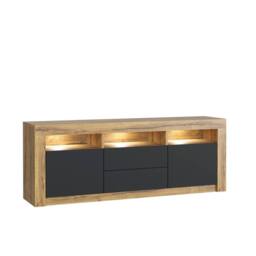 Mex Furniture LTD TV Unit Shine 160cm - Dark Oak & Black Matt Doors & LED Lights - thumbnail 8