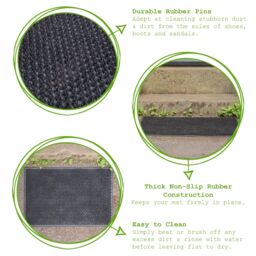 Nicola Spring Heavy Duty Rubber Door Mat - 60 x 40cm in Black - Size: 40 cm x 60 cm - thumbnail 2