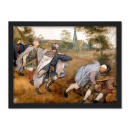 "Artery8 Wall Art Print Pieter Bruegel Blind Leading The Blind Painting Large Framed Wall Décor Art in Brown - Size: W18"" x H24""" - thumbnail 1