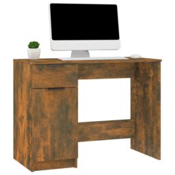 Berkfield Home Desk Smoked Oak 100x50x75 cm Engineered Wood in Brown - Size: 100 x 50 x 75 cm - thumbnail 4