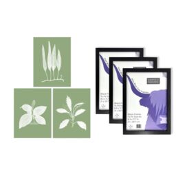 Artery8 A4 Wall Art & Frame Set of 3 Sage Green Tree Plant Detailed Foliage - thumbnail 4