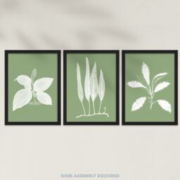 Artery8 A4 Wall Art & Frame Set of 3 Sage Green Tree Plant Detailed Foliage - thumbnail 3