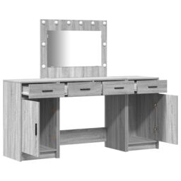 Berkfield Home 3 Piece Dressing Table Set with LED Grey Sonoma Engineered Wood - thumbnail 5