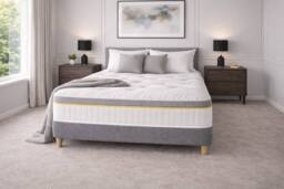 Nexus Mattresses Ltd Hybrid Reflex Support Pocket Spring Mattress - 25cm in White - Size: Double - thumbnail 3