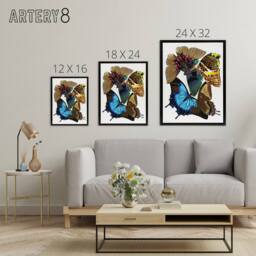 "Artery8 Colourful Vintage Butterflies Framed Canvas Wall Art Print Eugene Seguy - Size: W12"" x H16""" - thumbnail 4