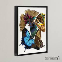 "Artery8 Colourful Vintage Butterflies Framed Canvas Wall Art Print Eugene Seguy - Size: W12"" x H16""" - thumbnail 2
