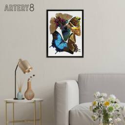 "Artery8 Colourful Vintage Butterflies Framed Canvas Wall Art Print Eugene Seguy - Size: W12"" x H16""" - thumbnail 3