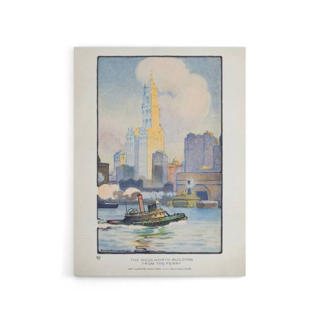 "Artery8 The Woolworth Building from the Ferry Elmer Canvas Wall Art Print in White - Size: W18"" x H24""" - image 1