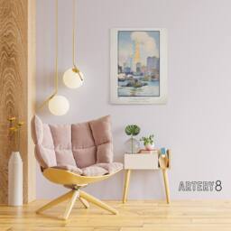 "Artery8 The Woolworth Building from the Ferry Elmer Canvas Wall Art Print in White - Size: W18"" x H24""" - thumbnail 3