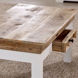 Indian Hub Alfie Coffee Table with Drawer - Mango Wood - L50 x W85 x H40 cm in Brown - thumbnail 7