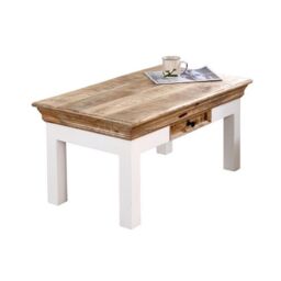 Indian Hub Alfie Coffee Table with Drawer - Mango Wood - L50 x W85 x H40 cm in Brown - thumbnail 1