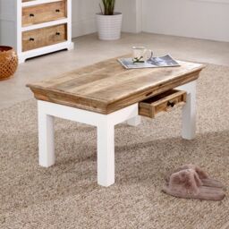 Indian Hub Alfie Coffee Table with Drawer - Mango Wood - L50 x W85 x H40 cm in Brown - thumbnail 4