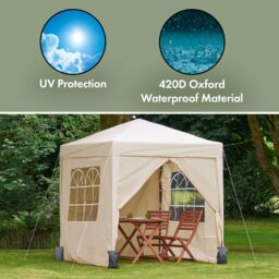 VonHaus Ivory Heavy Duty Pop Up Gazebo with Sides 2m x 2m - thumbnail 2
