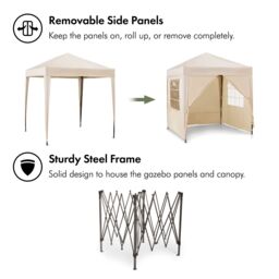 VonHaus Ivory Heavy Duty Pop Up Gazebo with Sides 2m x 2m - thumbnail 4