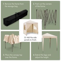 VonHaus Ivory Heavy Duty Pop Up Gazebo with Sides 2m x 2m - thumbnail 3