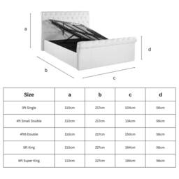 Aspire Mayfair Chesterfield Sleigh Ottoman Velvet Bed Frame in Black - Size: Double - thumbnail 6