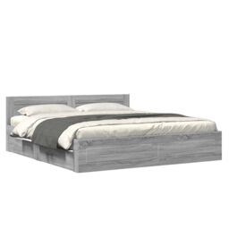 Berkfield Home Bed Frame with Headboard without Mattress Grey Sonoma 200x200 cm - thumbnail 2